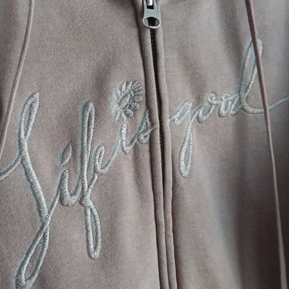 Life is Good Khaki olive green zip up Sweatshirt - Picture 4 of 7
